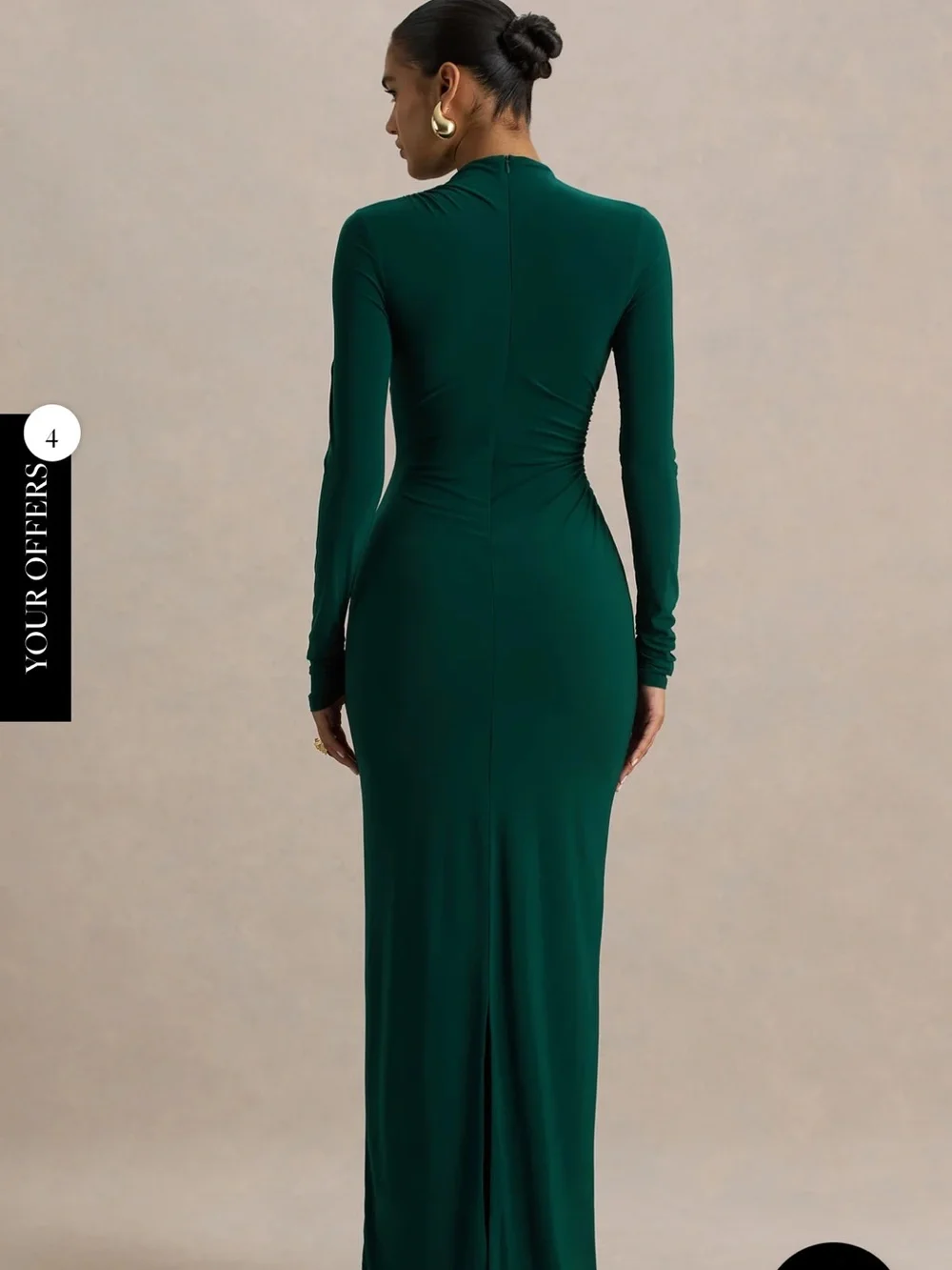 Club London SIZE 8 EDEN Bottle Green High-Neck Maxi Dress Ruched with Detailing - Picture 2 of 3